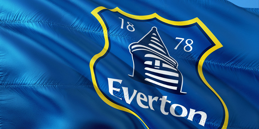 Everton FC badge on a flag